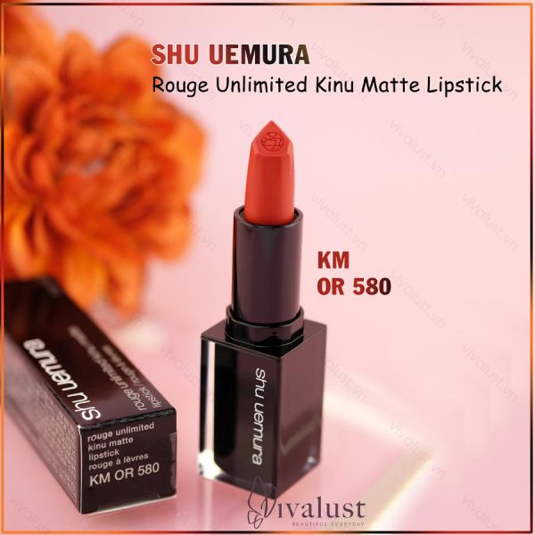 Son Shu 580 màu đỏ cam cháy - Cảm hứng từ tinh hoa lụa Nhật Bản