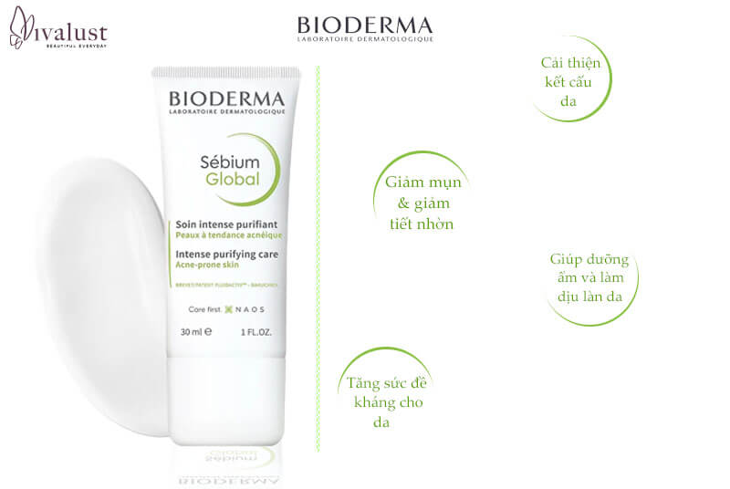 Sản phẩm Kem dưỡng trị mụn Bioderma Sebium Global