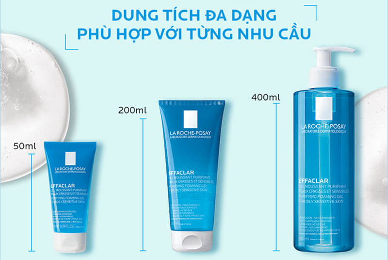 Sữa rửa mặt La Roche-Posay có 3 size tiện lợi