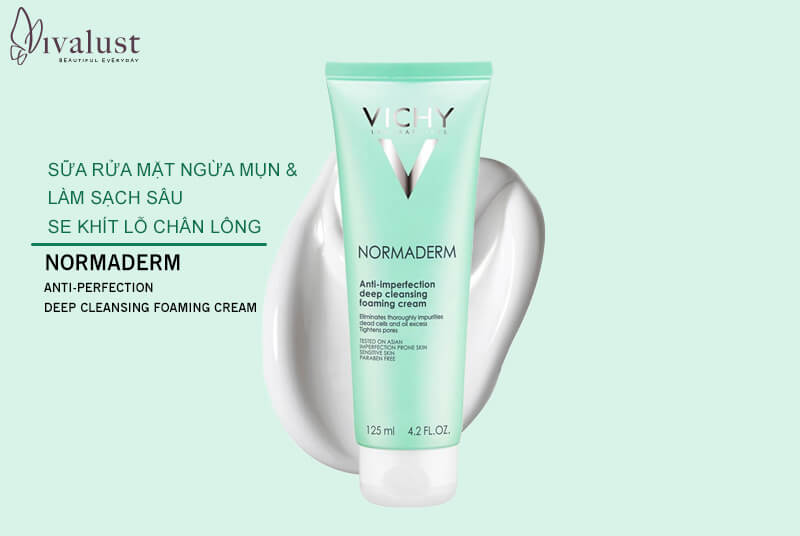 Sữa rửa mặt Vichy Normaderm làm sạch da hiệu quả cho làn da dầu mụn
