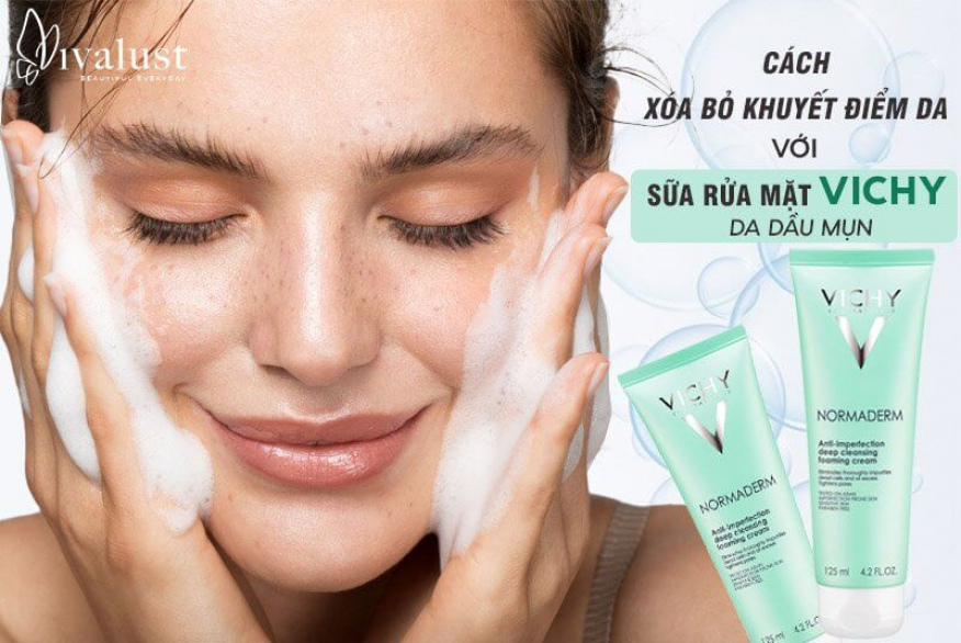 Xóa bỏ khuyết điểm với sữa rửa mặt Vichy da dầu mụn